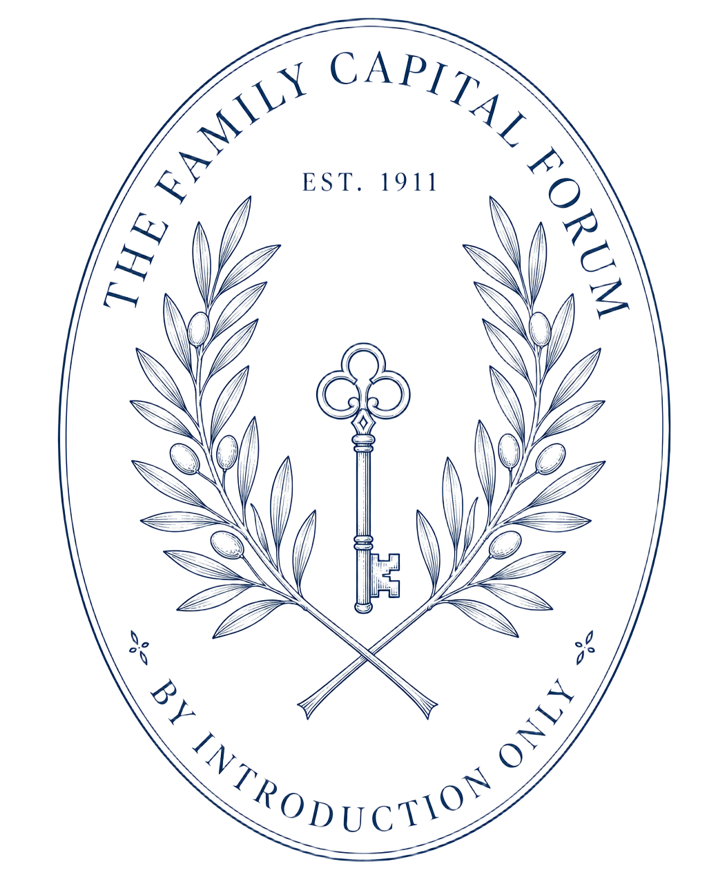 Engraved oval crest of The Family Capital Forum